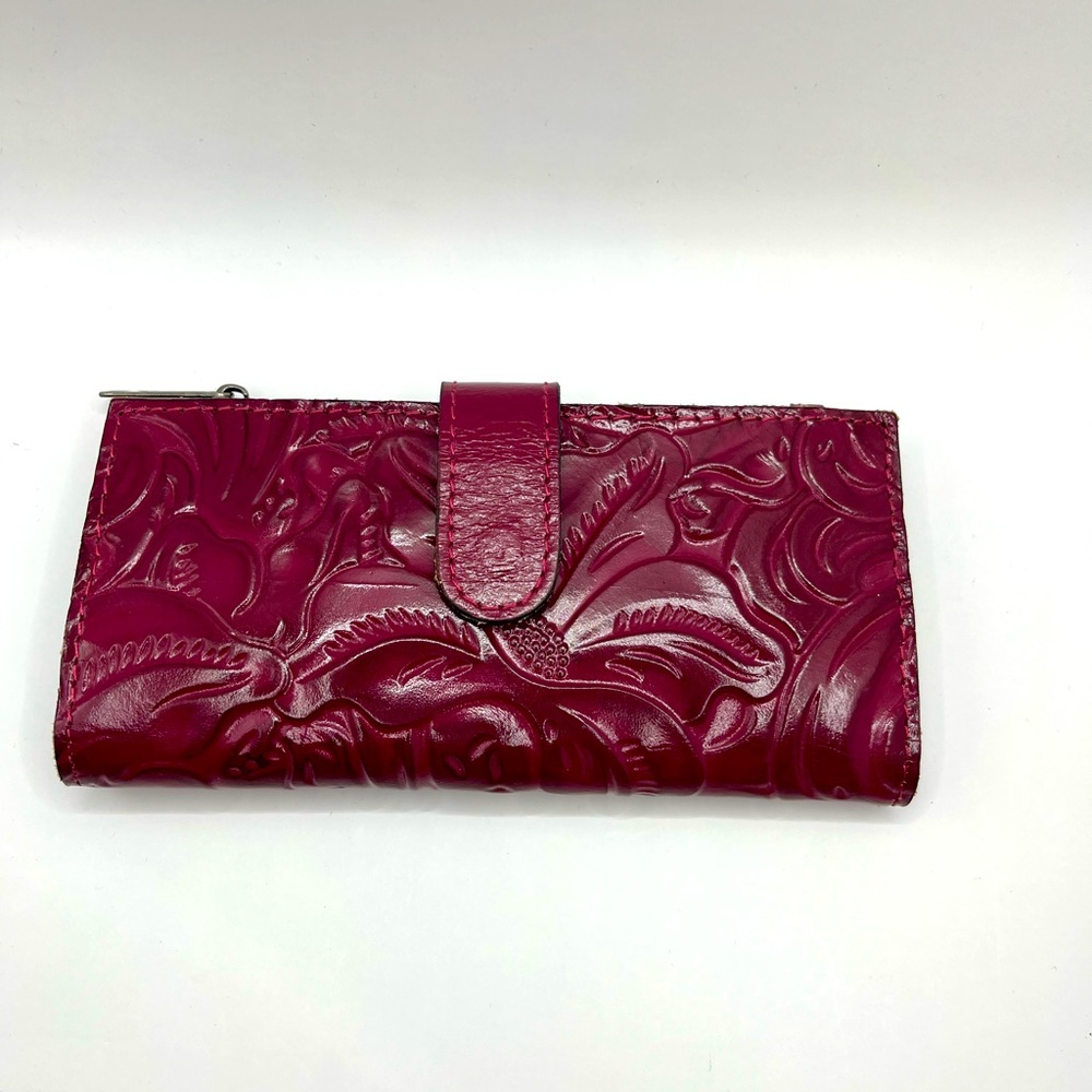 Patricia Nash Burgundy Tooled Leather BiFold Leather Wallet